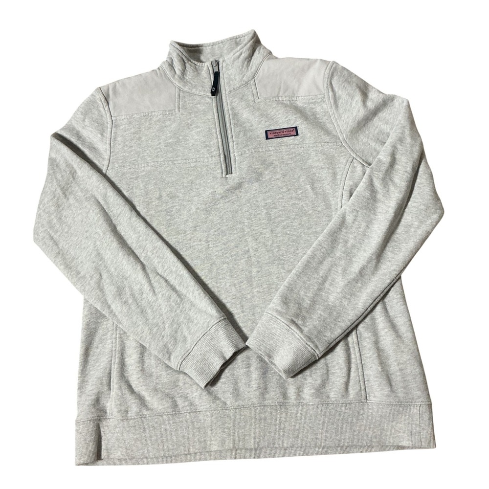 Vineyard Vines Preppy Quarter Zip Pullover Womens M Gray Coastal 2K6115